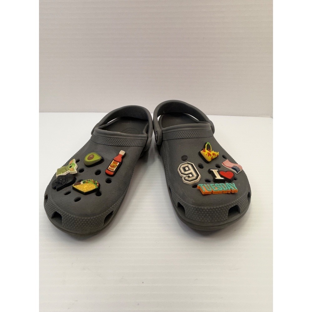 Crocs Fun Lab Clogs‎ Jibbitz Charms Gray Slip On Shoes Comfort Size M4/W6